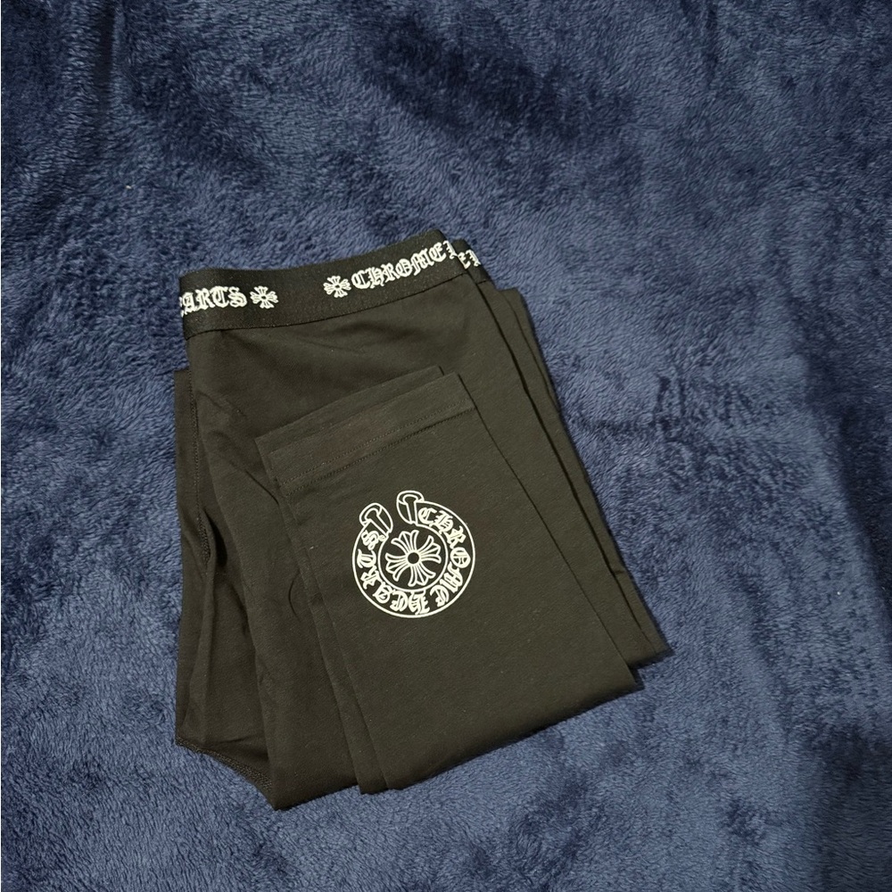 Chrome Hearts Black Leggings with White Logo